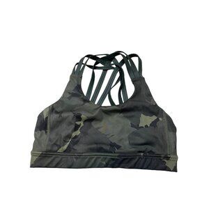 Lululemon Womens All Sport Bra Sz 6 Palm Party Gator Green Camo Adjustable